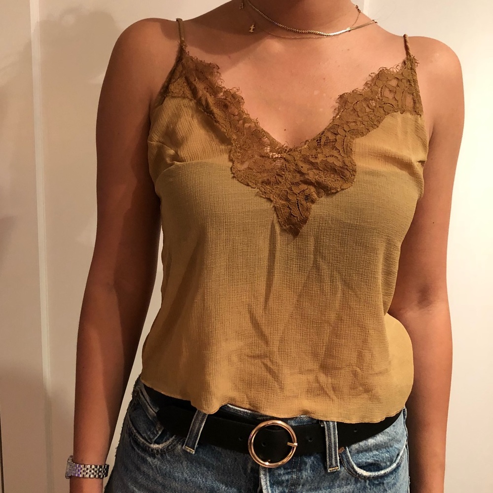 Free People dusty marigold spaghetti strap tank
